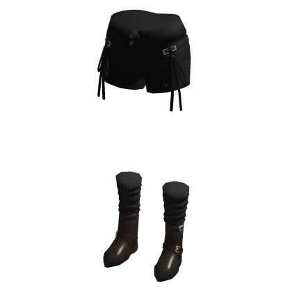 Y2K Drawstring Shorts w/ Boots & Socks (Black)