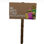 fake mustache protestsers