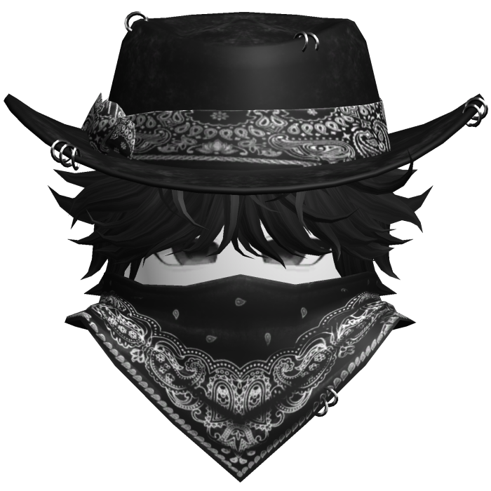 Gothic Cowboy Bandit w/ Neckscarf & Cowboy Hat