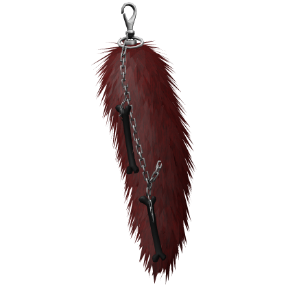 Crimson Chained Black Bone Raccoon Tail Keychain thumbnail
