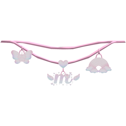 Cute Pink Kawaii Rainbow 1.0 initial M Necklace Roblox item