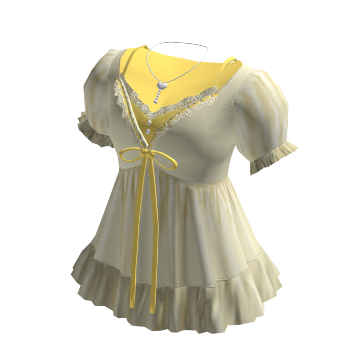 Coquette Puff Sleeve Babydoll Dress (Yellow)