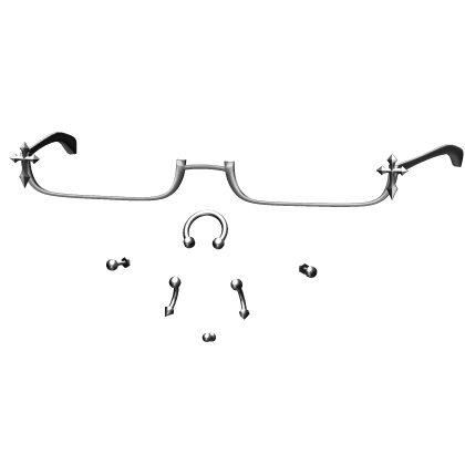 Y2K Chrome Cross Glasses with Emo Face Piercings