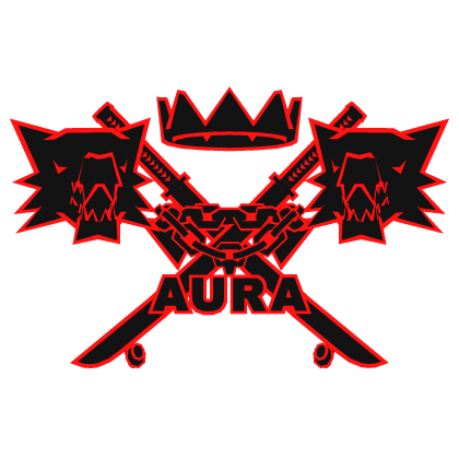 Cartoony Red AURA Necklace Dragons Swords Combo