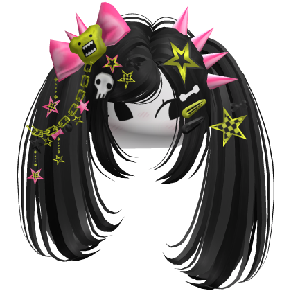 ♡ Scene Spiky Moe Pigtails (Black)