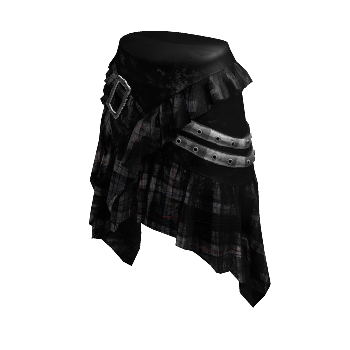 🪽Y2K black plaid ruffle skirt -WS