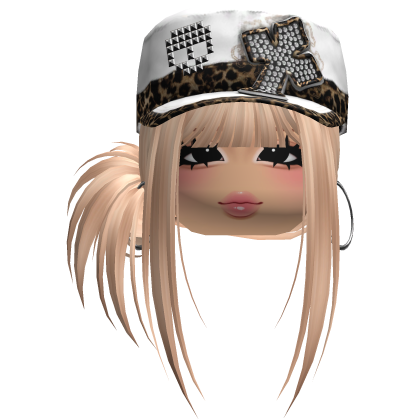 Gyaru Side Bun Hair w/ Cheetah Cap & Earrings