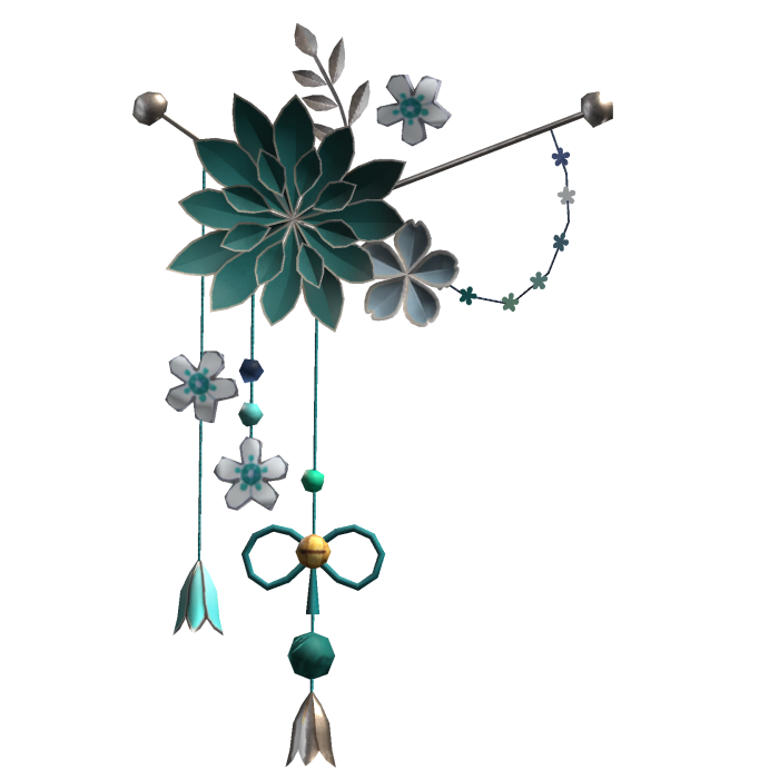 Teal & Silver Lotus Japanese Flower Hairclip