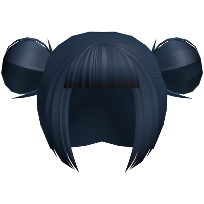 navy blue blunt bangs messy buns