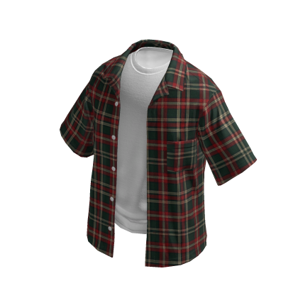 Layered Red Green Plaid Overshirt