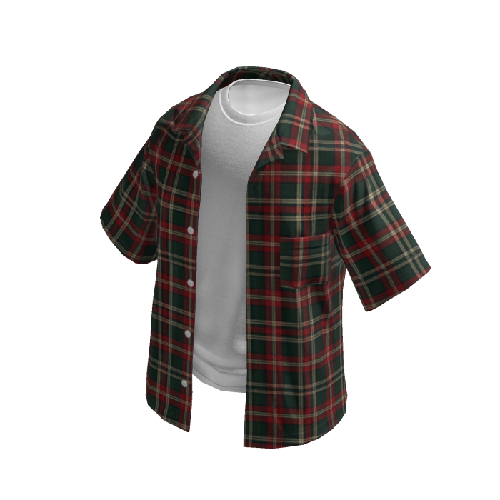 Layered Red Green Plaid Overshirt