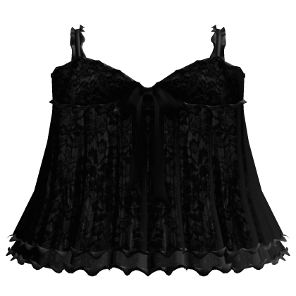 gothic ruffle dress w bow - black lace 3.0