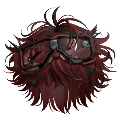 Red & Black Messy Anime Hair w/ Punk Goggles thumbnail