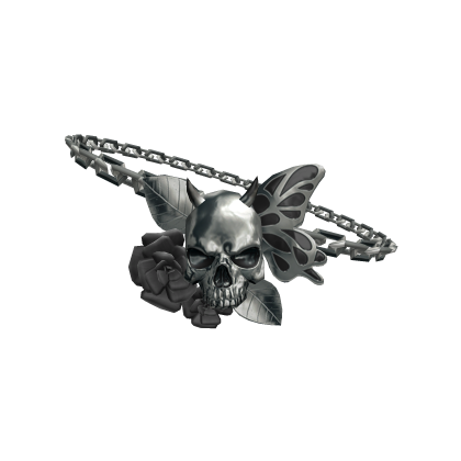 Skull Eyepatch Silver With Black Roses thumbnail