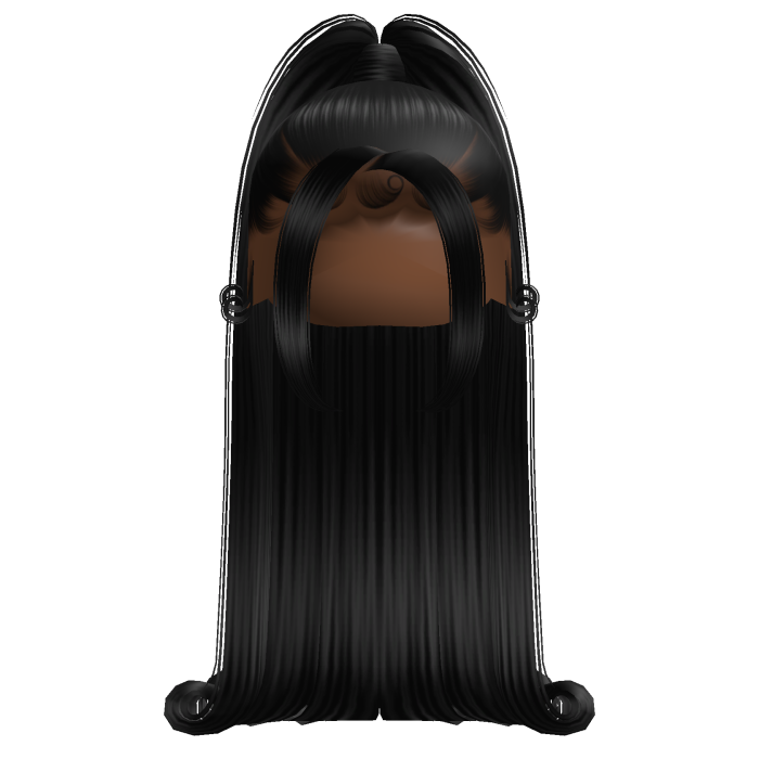 Baddie High Ponytail w/ Curled Ends (Black)