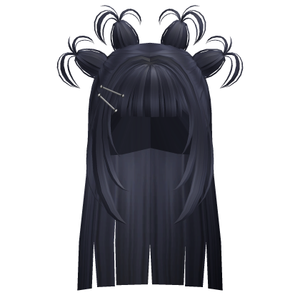 Hime Hair w/ Y2K Little Buns (Dark Blue) Roblox item