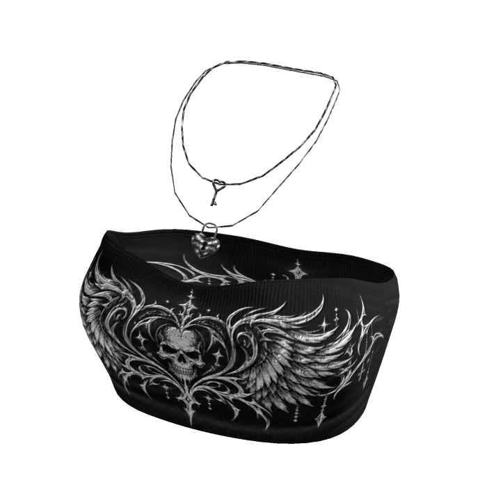 ✅🔴Black Goth Tube Top✅🔴w/ necklace