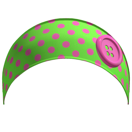 Green & Pink Gyaru Polka Dot Button Headband