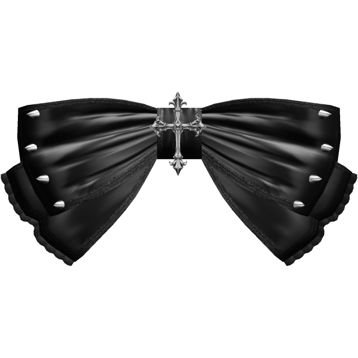 Droopy Gothic Cross Bow w Spikes (Black)