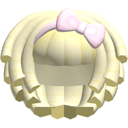 Cute Curly Doll Yellow Hair With Pink Bow Roblox item