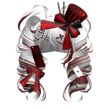 Crazy Curly Magician Pigtails (White&Red) Roblox item