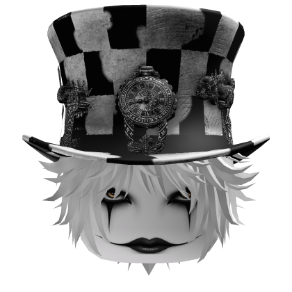 Jester Clown Emo Face W Hat & Hair White Black ♥