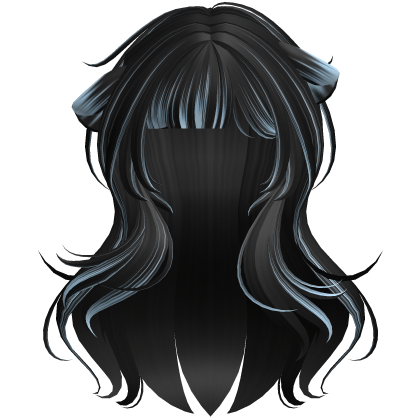 Blue&Black Kawaii Wavy Shy Cat Girl Hair Roblox item