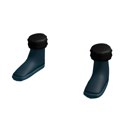 Navy Boots With Black Fur