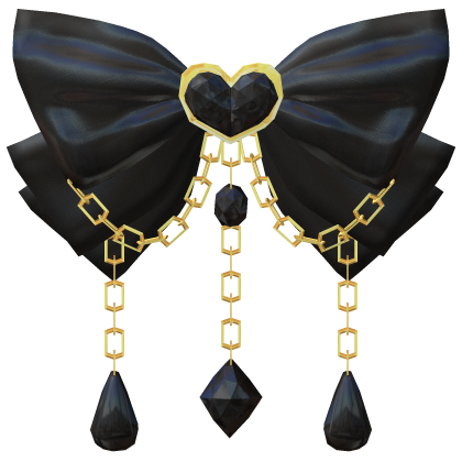 Black Triple Chained Ribbon Heart Glazed Hair Bow  Roblox item