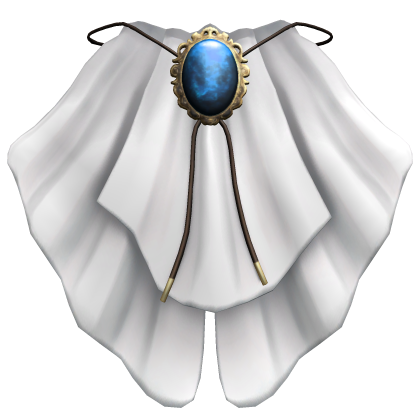 White Jabot Ruffle with a Blue Gem 1.0