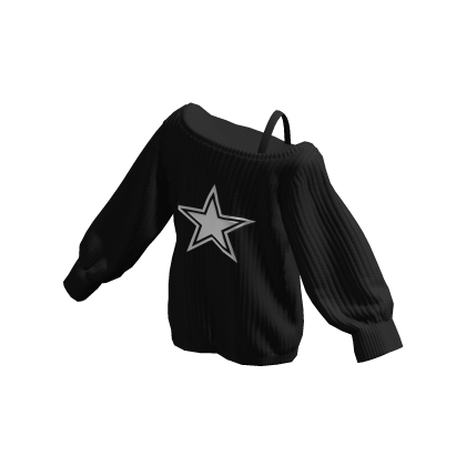 Star Knit Off Shoulder Oversized Sweater