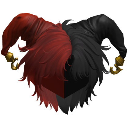 Red & Black Messy Jester Clown Hat Vkei Emo Hair