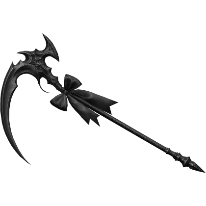 Gothic Black Emo Scythe With Black Bow Ribbon