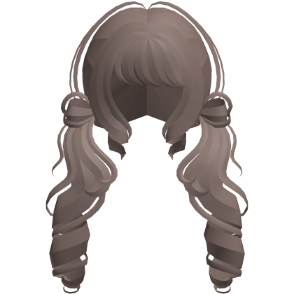 ╰♡ cutecore dolly moe low curly pigtails ash brown Roblox item