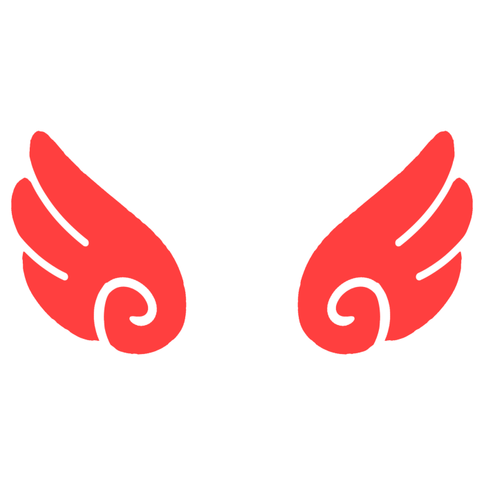 ♡ Cute Glowing Swirly Angel Wings in Red