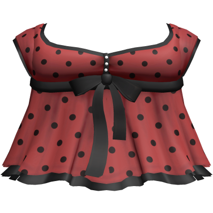 ♡: red polka delicate dainty babydoll top