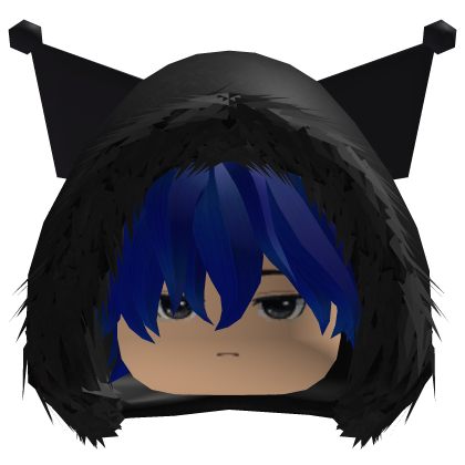 messy anime hair serious face y2k cute blue/black Roblox item