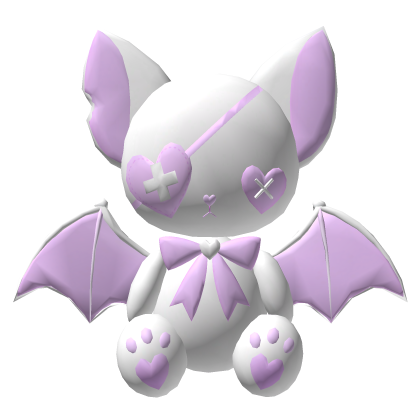 Goth Big Bat Plush - White Pastel Purple