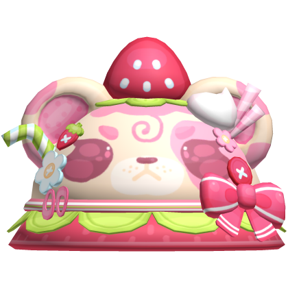 Cute Blonde Strawberry Bear Bucket Hat Roblox item