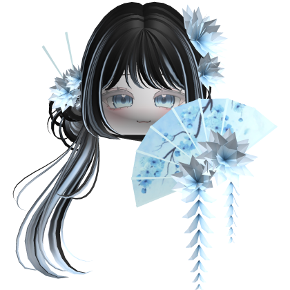 Side Ponytail w/ Cherry Blossoms & Fan