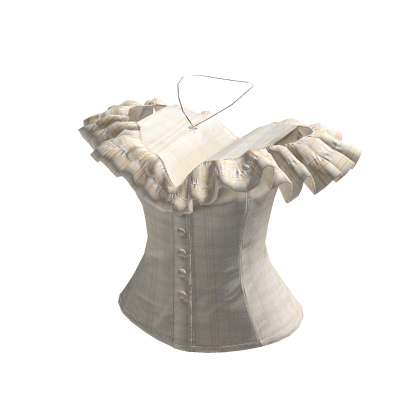 Plaid Off Shoulder Ruffle Corset (Beige)
