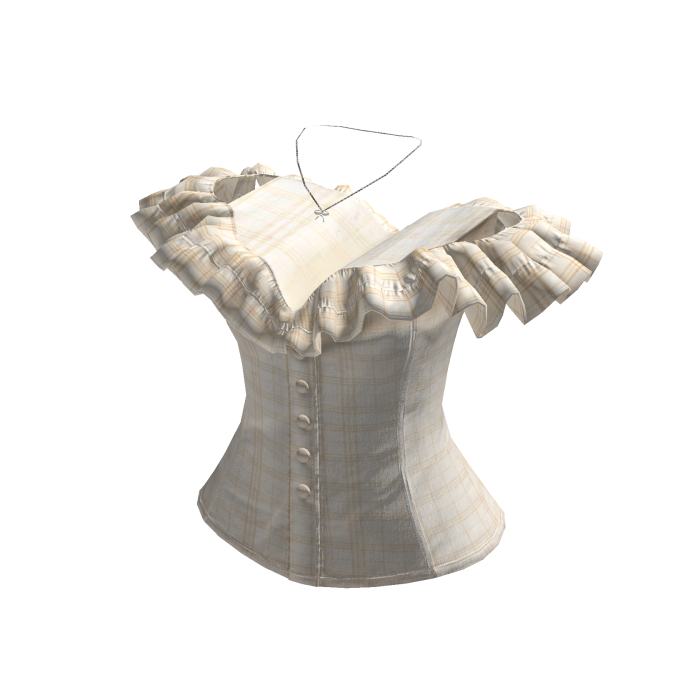 Plaid Off Shoulder Ruffle Corset (Beige)