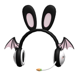 Cute Bunny Headset ♡ Black & Pink