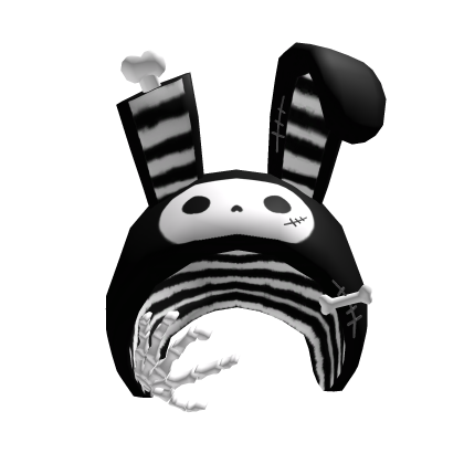 striped emo bunny hood w/ skeleton hand ҂Ი𐑼
