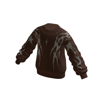 Grunge Scratch Print Sweater (Dark Brown)