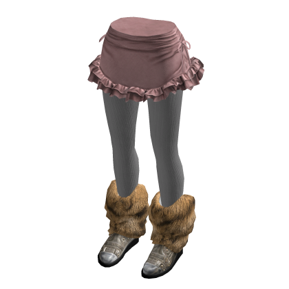 Ruched Ruffle Mini Skirt with Boots (Pink)