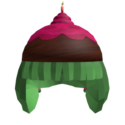 Candlehead Green Hair Cupcake Hat Roblox item