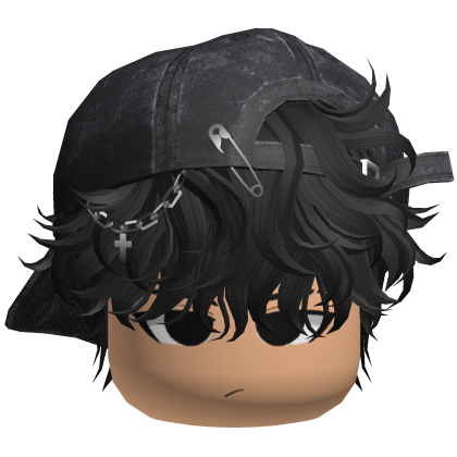 Messy Hair w/ Backwards Cap & Face (Black) thumbnail