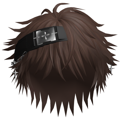 Brown Y2K Messy Boy Hair w/ Headband & Cross Roblox item
