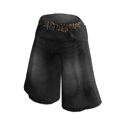 Blade Faded Y2K Jorts w Leopard Belt